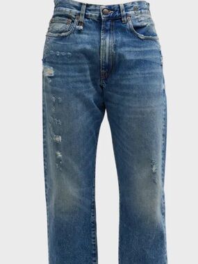 R13   NWT Women's Distressed Blue Denim Boyfriend Jeans       31 made in Italy